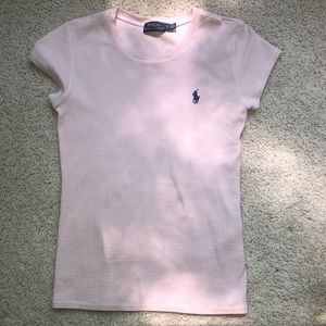 Light pink and white stripped polo T-shirt